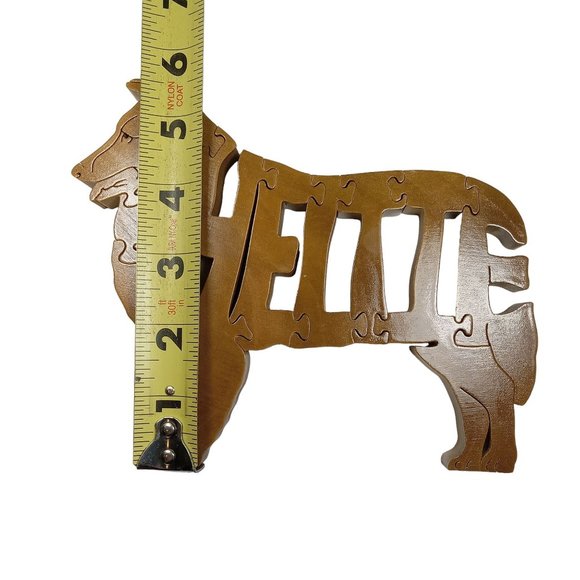 Shetland Sheepdog Sheltie Wooden Scroll Jigsaw Puzzle Figurine Art Wood USA Sign - Picture 5 of 6